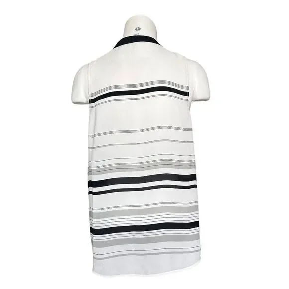 41 Hawthorn‎ Women's Pullover Stripes Split Neck Sleeveless Blouse Top Size M - Picture 3 of 6